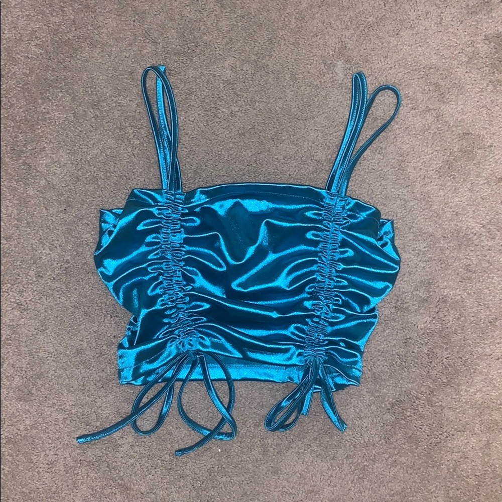 Blue crop top with ties